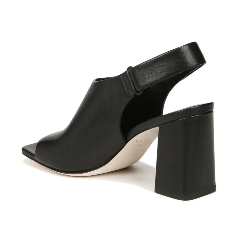 Vince Black Leather Bootie Heels